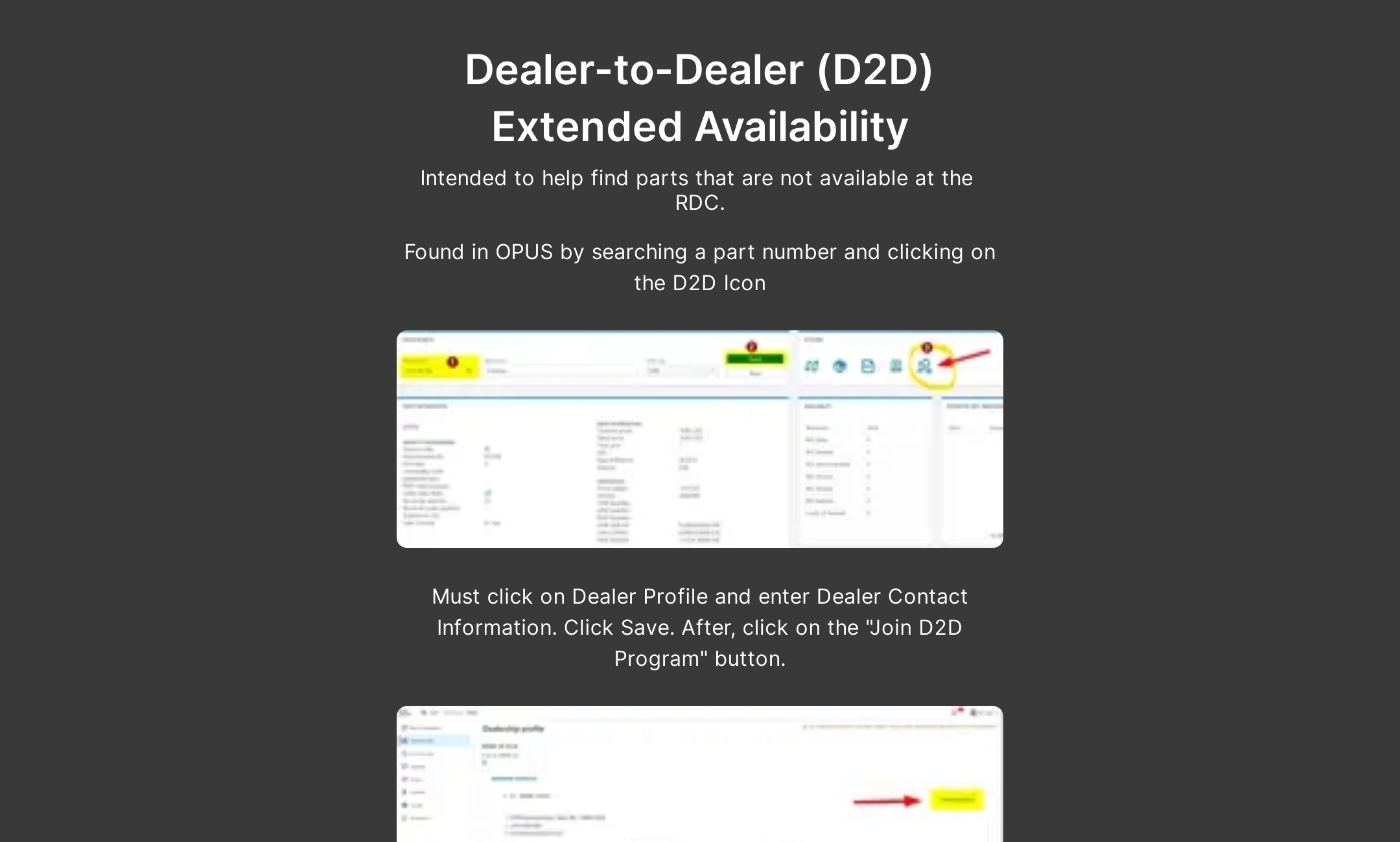 Dealer-to-Dealer (D2D) Extended Availability's Flowpage