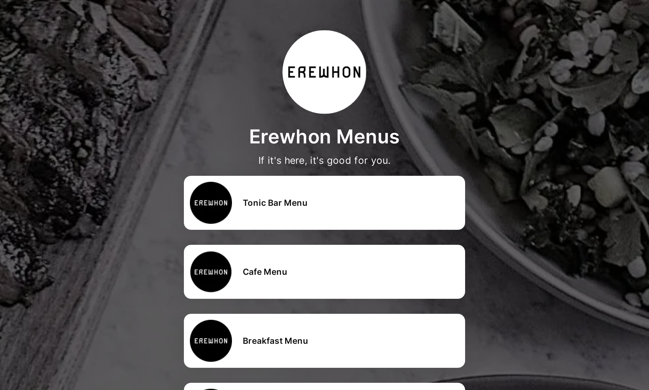 Erewhon Menus' Flowpage