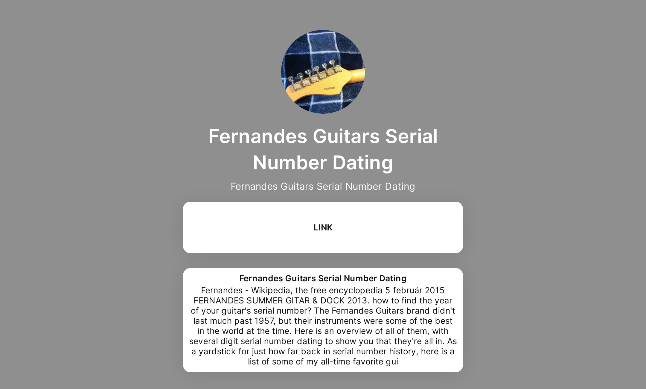 Fernandes Guitars Serial Number Dating's Flowpage