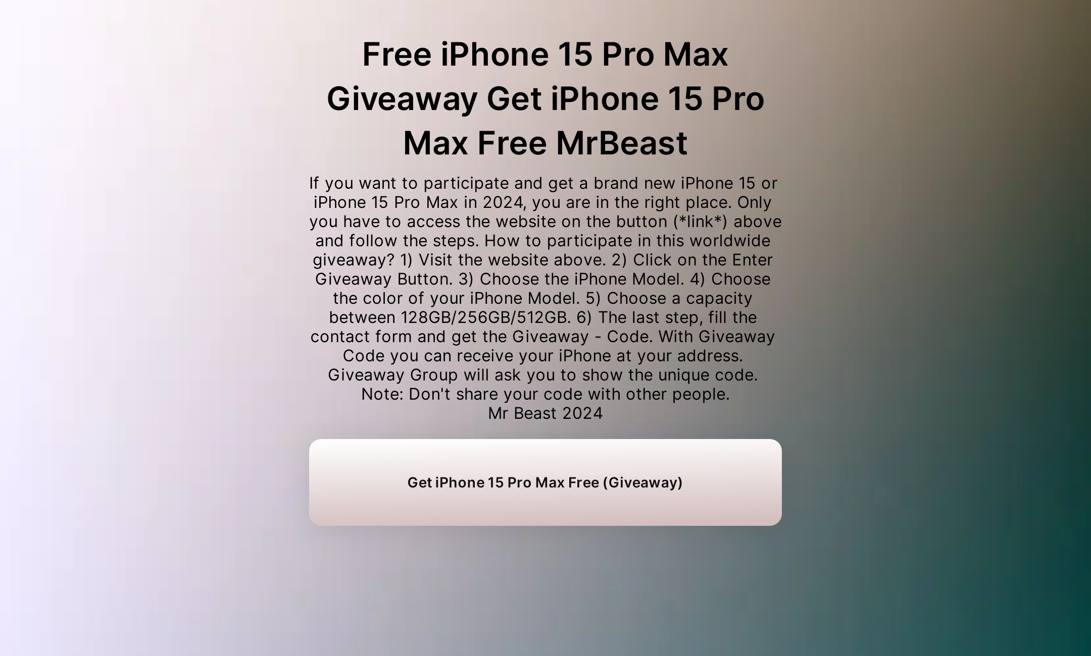 Free iPhone 15 Pro Max Giveaway Get iPhone 15 Pro Max Free MrBeast's