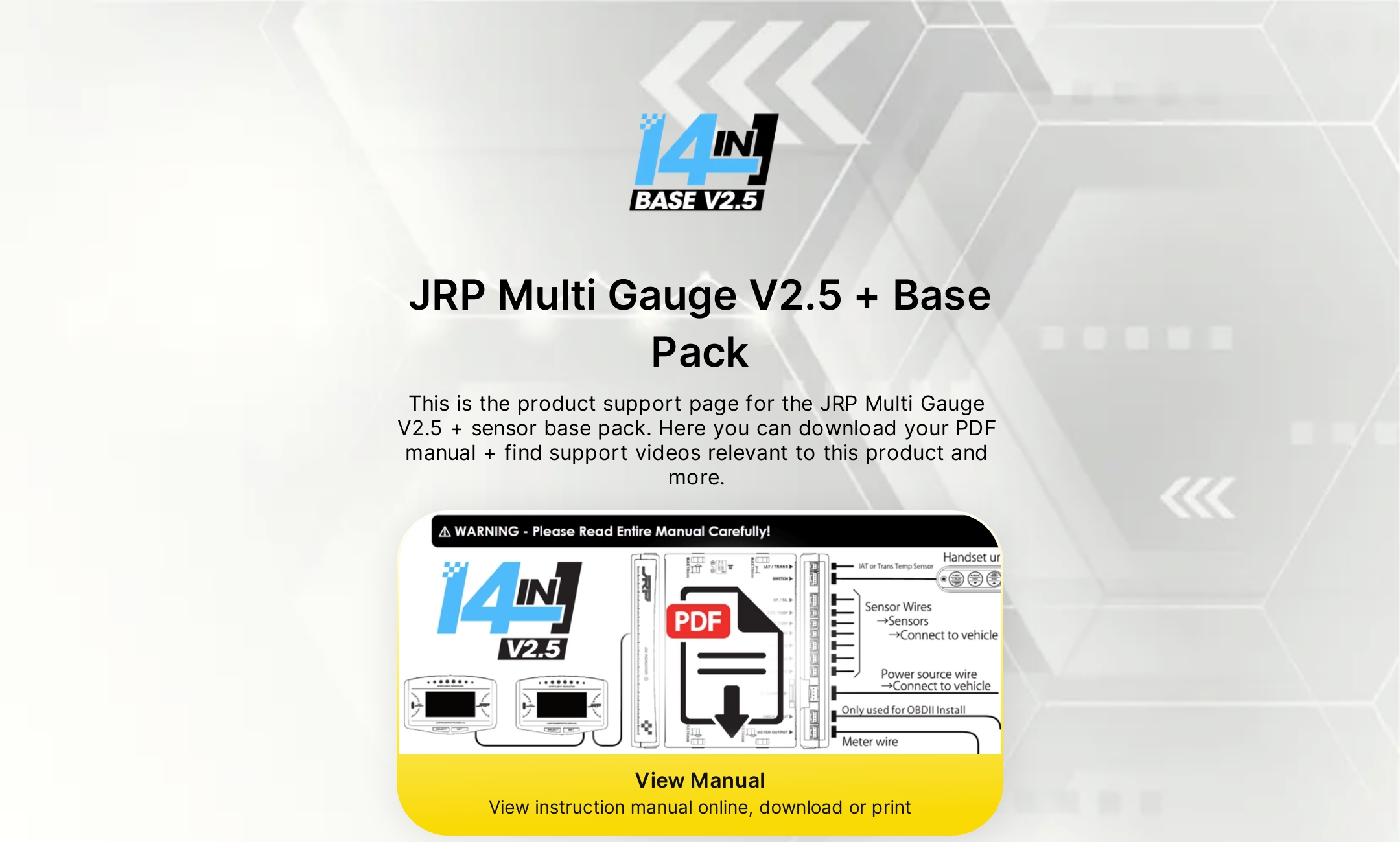 JRP 14in1 Multi Gauge Manual Videos & Support