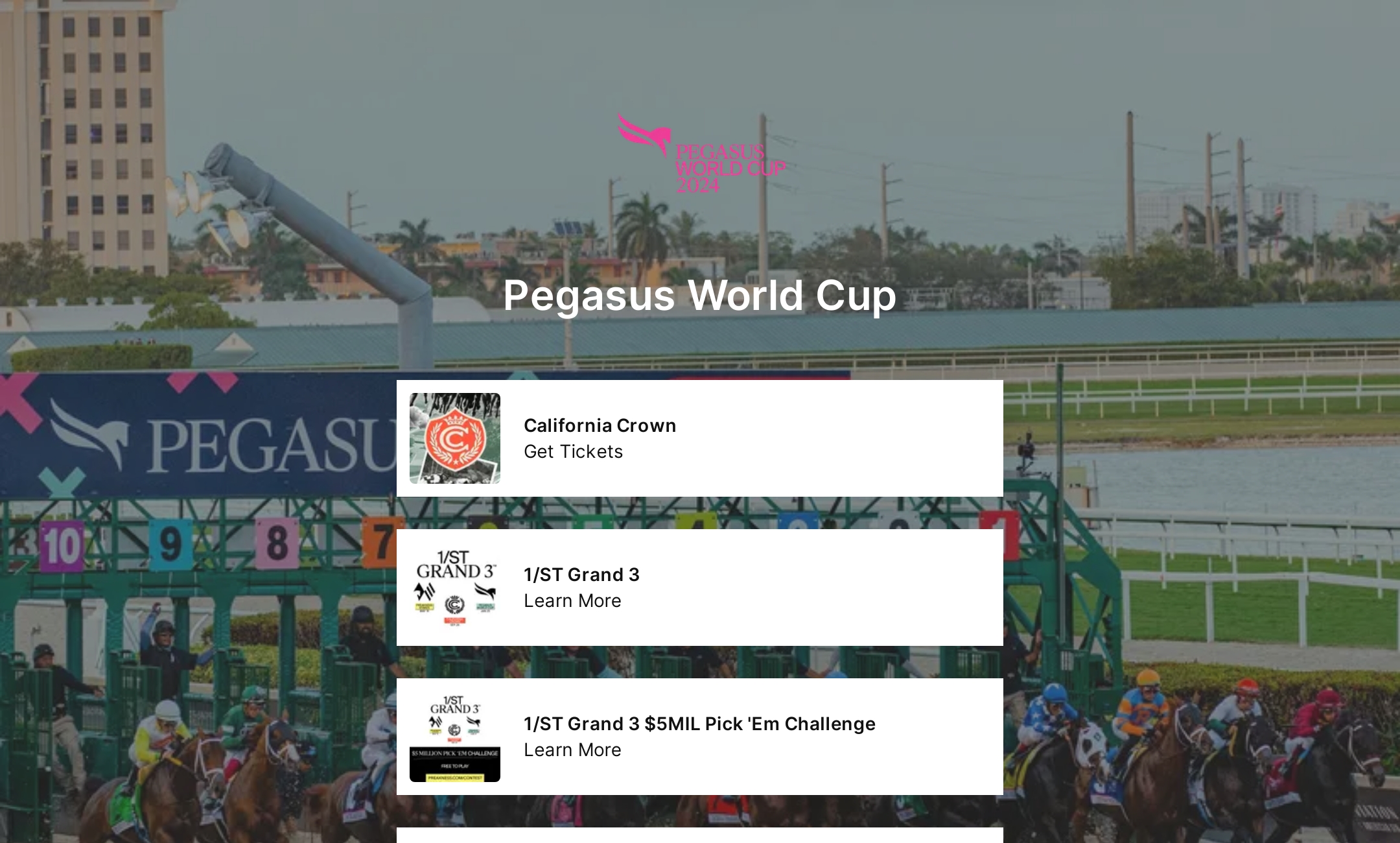 Pegasus World Cup's Flowpage