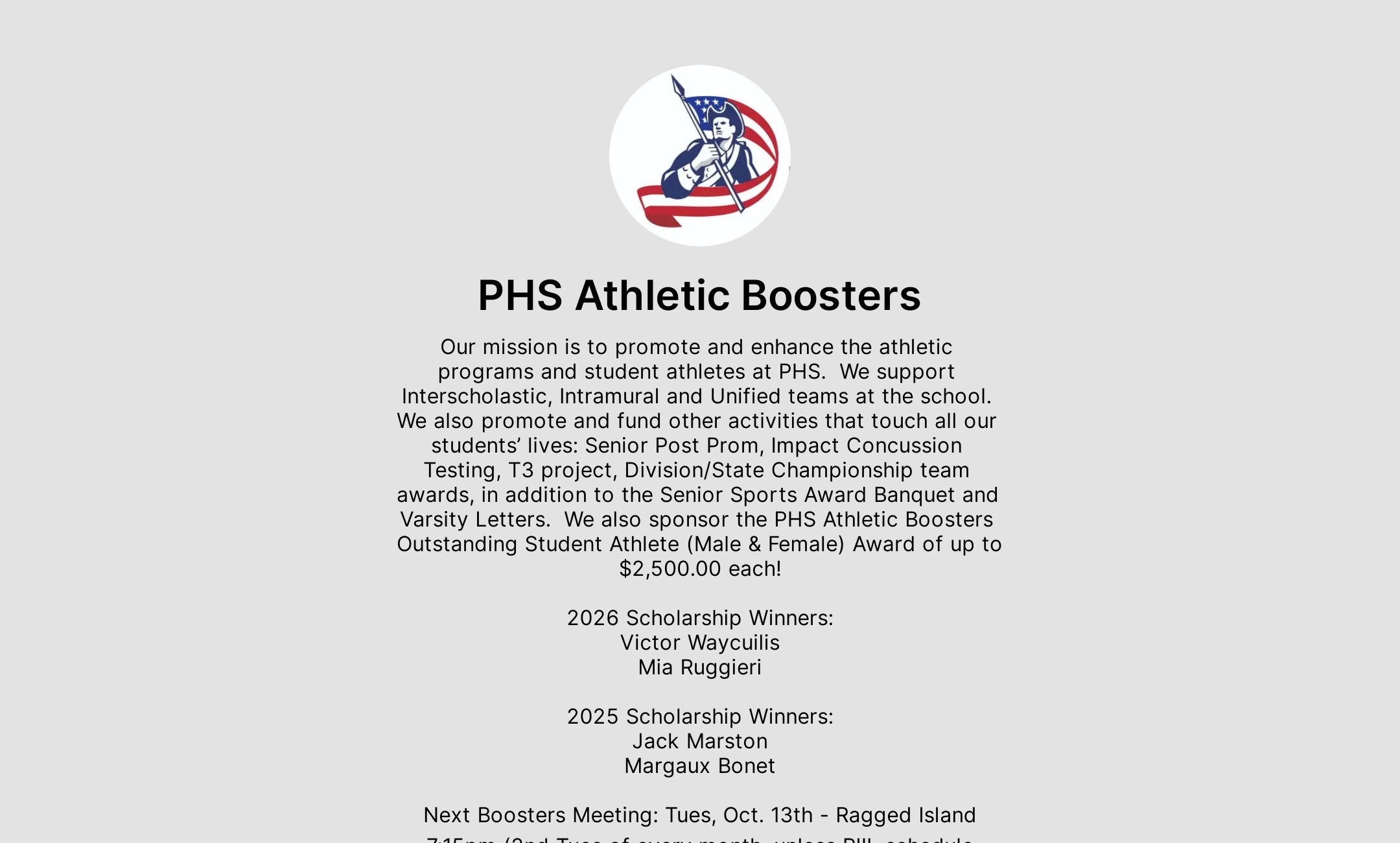 PHS Athletic Boosters' Flowpage