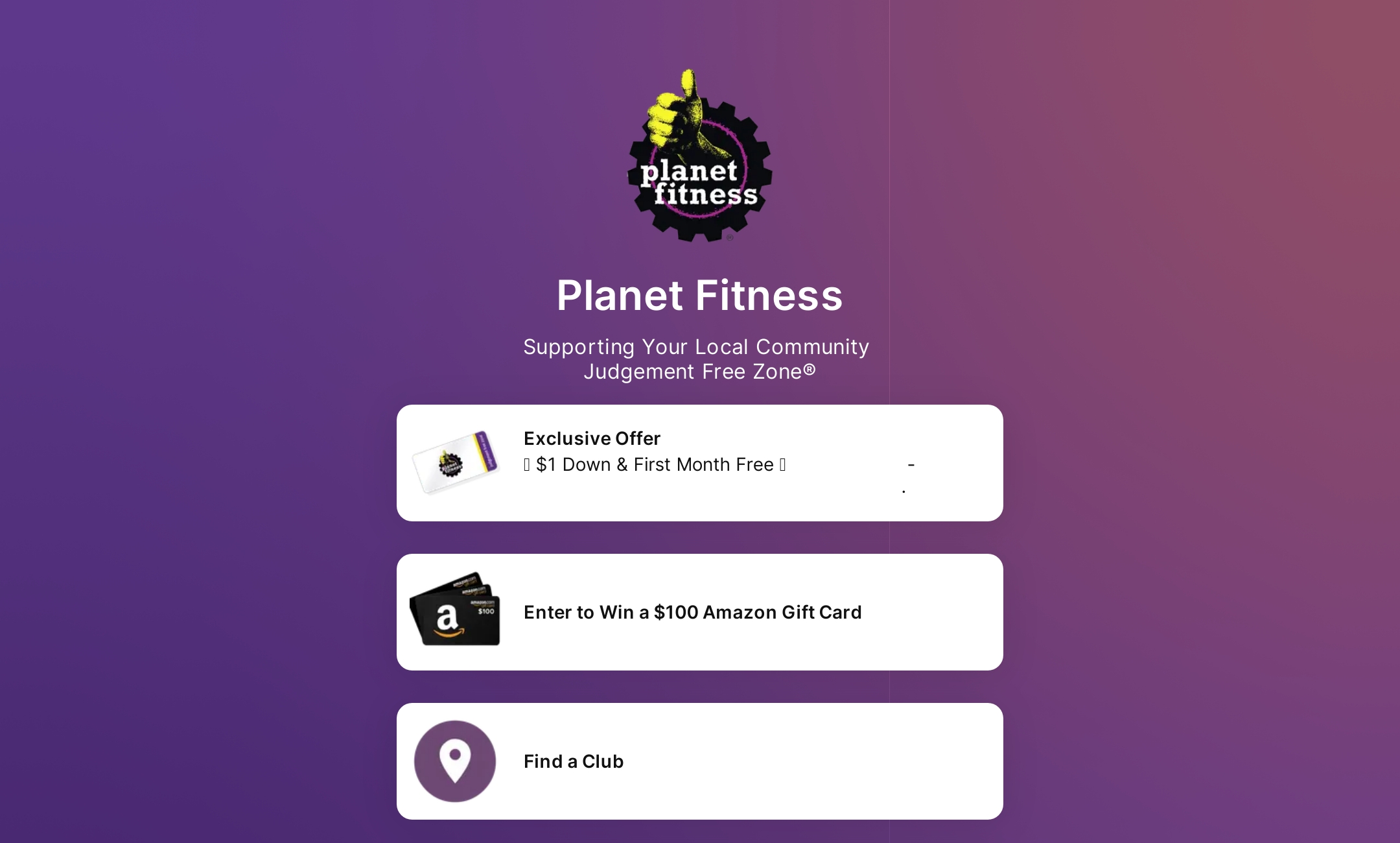 Planet Fitness' Flowpage