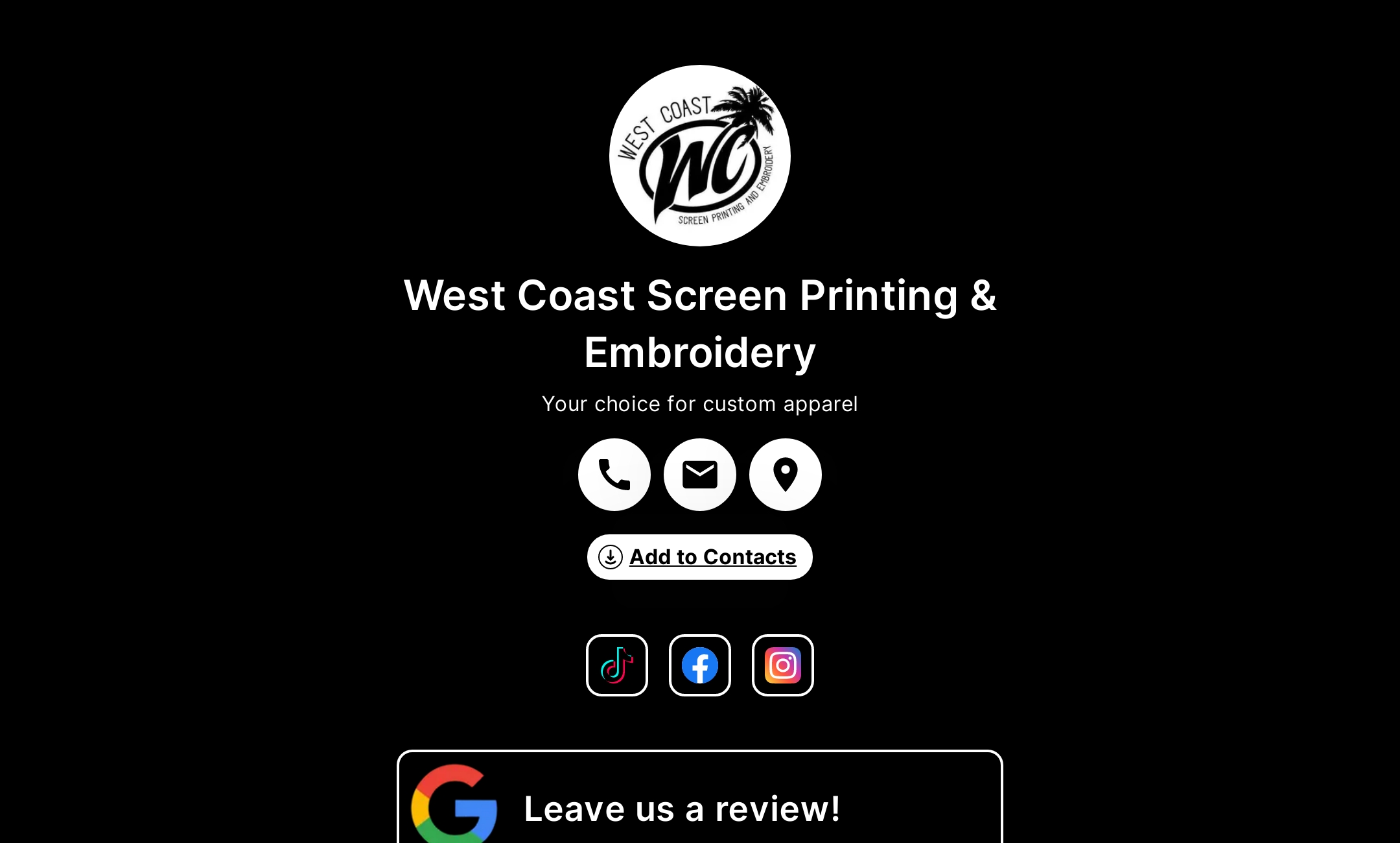 West Coast Screen Printing & Embroidery's Flowpage
