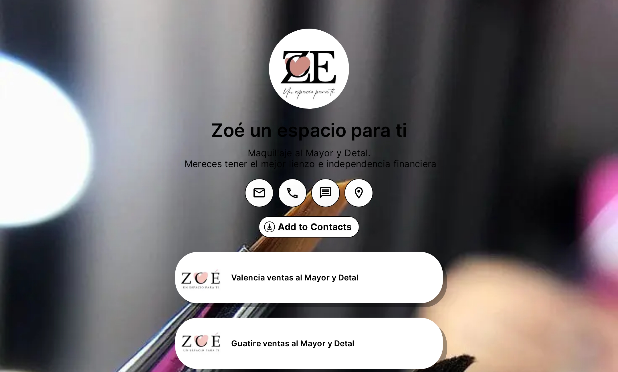 Zoé Cosmetics' Flowpage