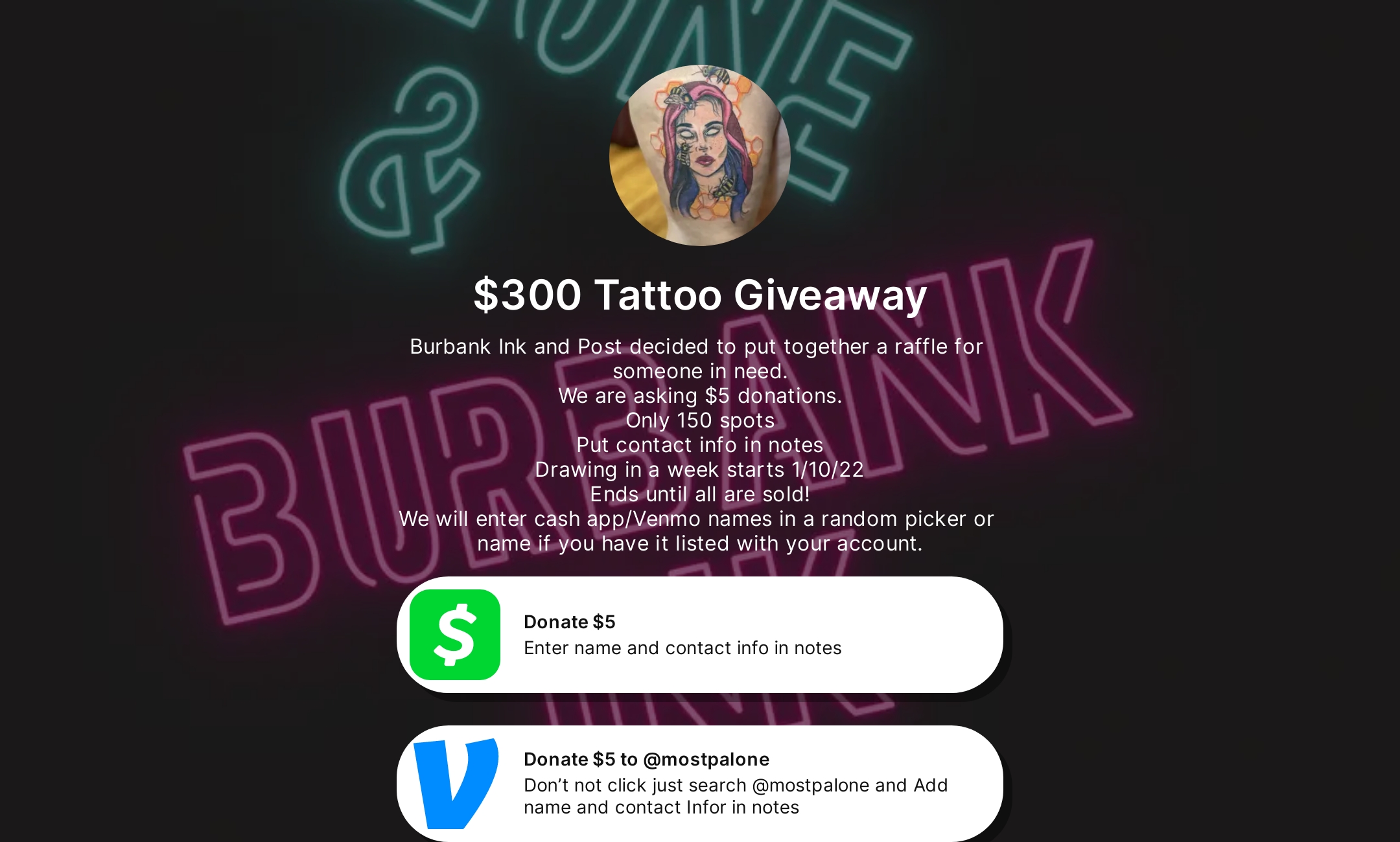 $300 Tattoo Giveaway's Flowpage