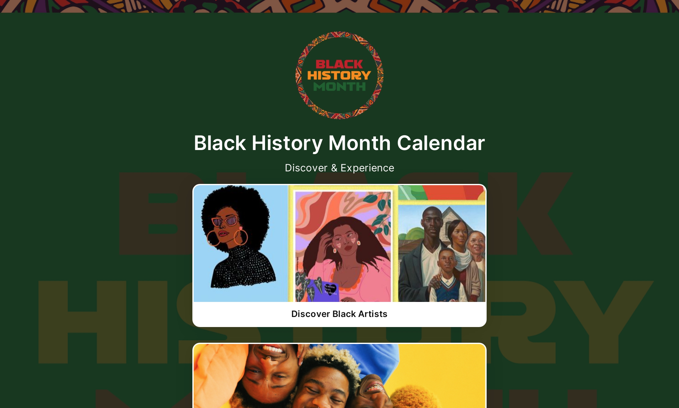 Black History Month Calendar's Flowpage