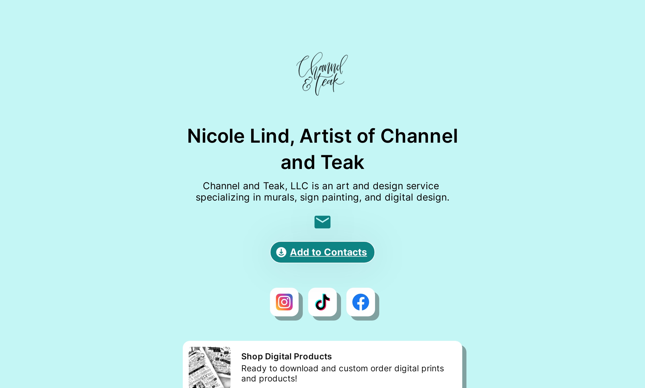 Nicole Lind, Artist of Channel and Teak's Flowpage