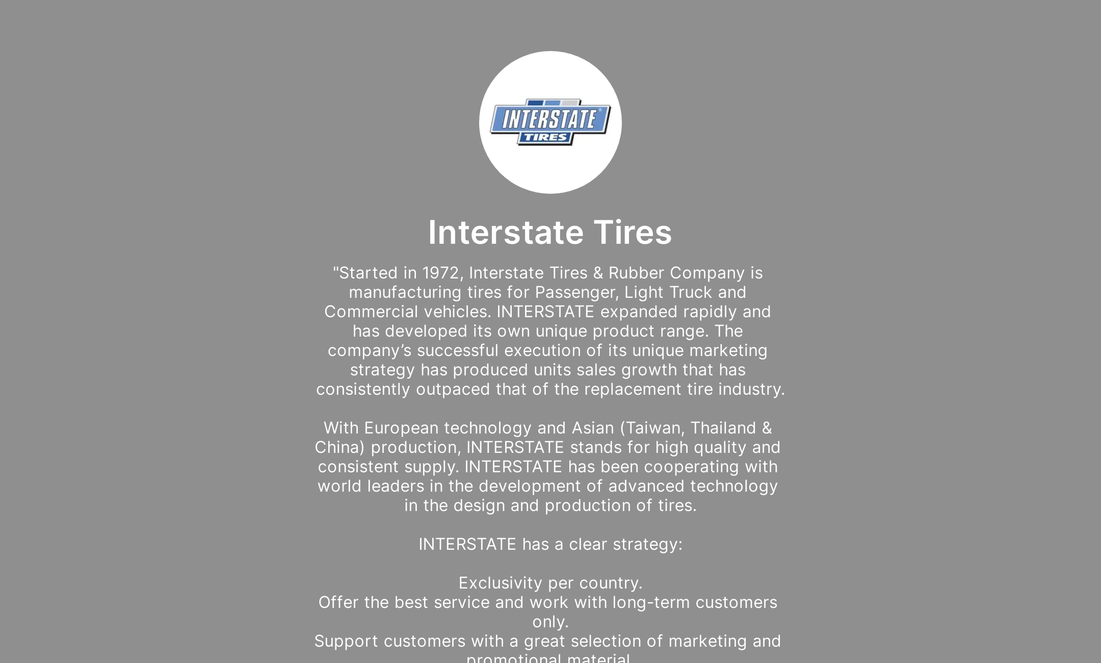 Interstate Tires' Flowpage