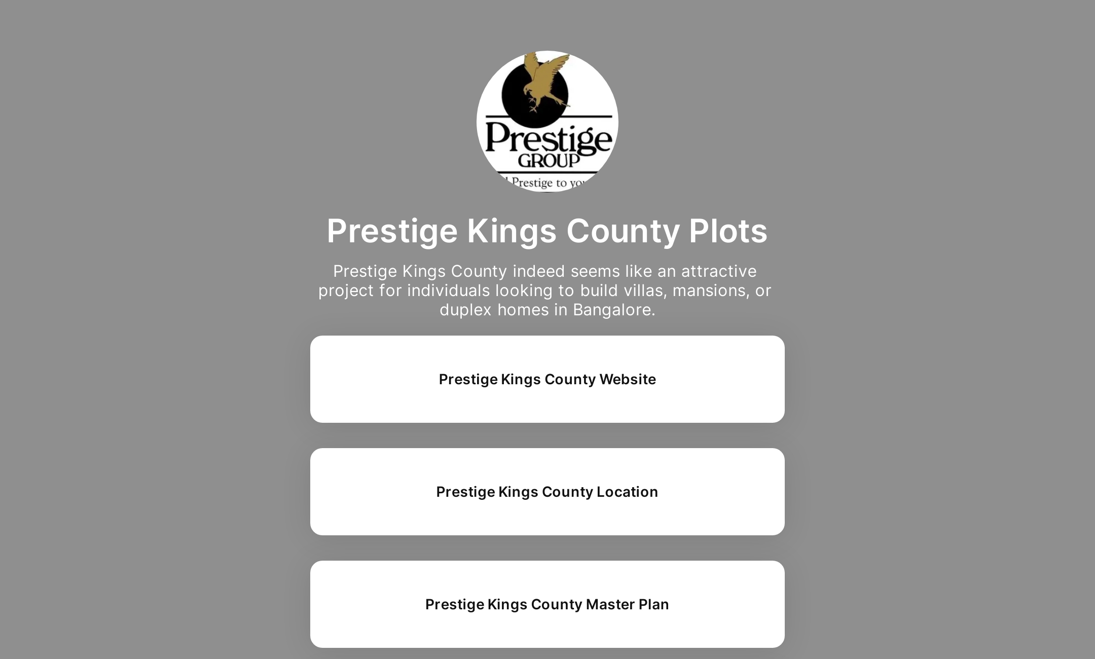 Prestige Kings County Plots' Flowpage