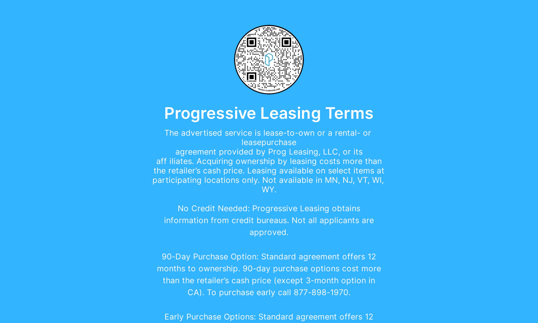 Progressive Leasing Terms' Flowpage